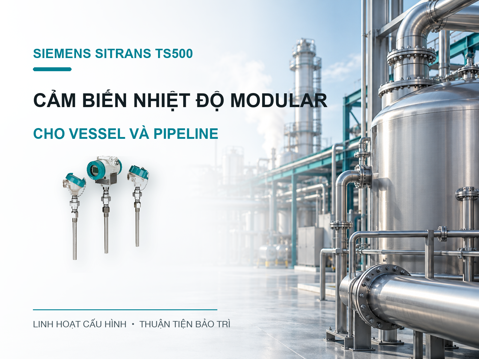 Siemens SITRANS TS500: Cảm biến nhiệt độ modular cho vessel và pipeline