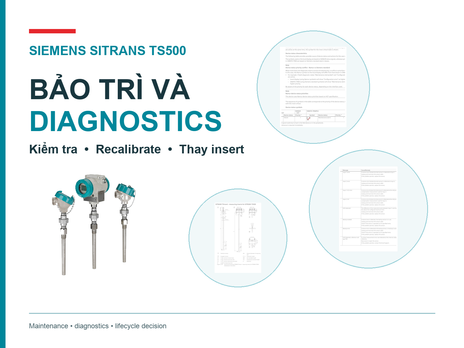 Bảo trì và diagnostics SITRANS TS500: khi nào kiểm tra, thay insert hoặc thay thiết bị?