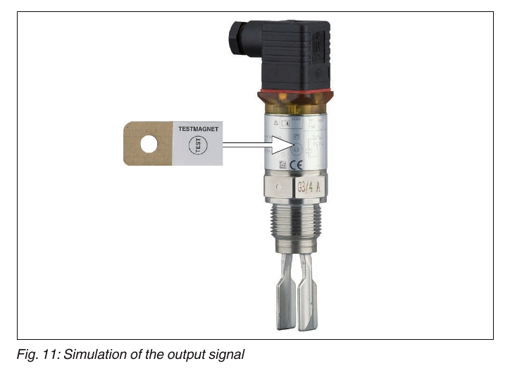Simulation output SITRANS LVL100 bằng test magnet